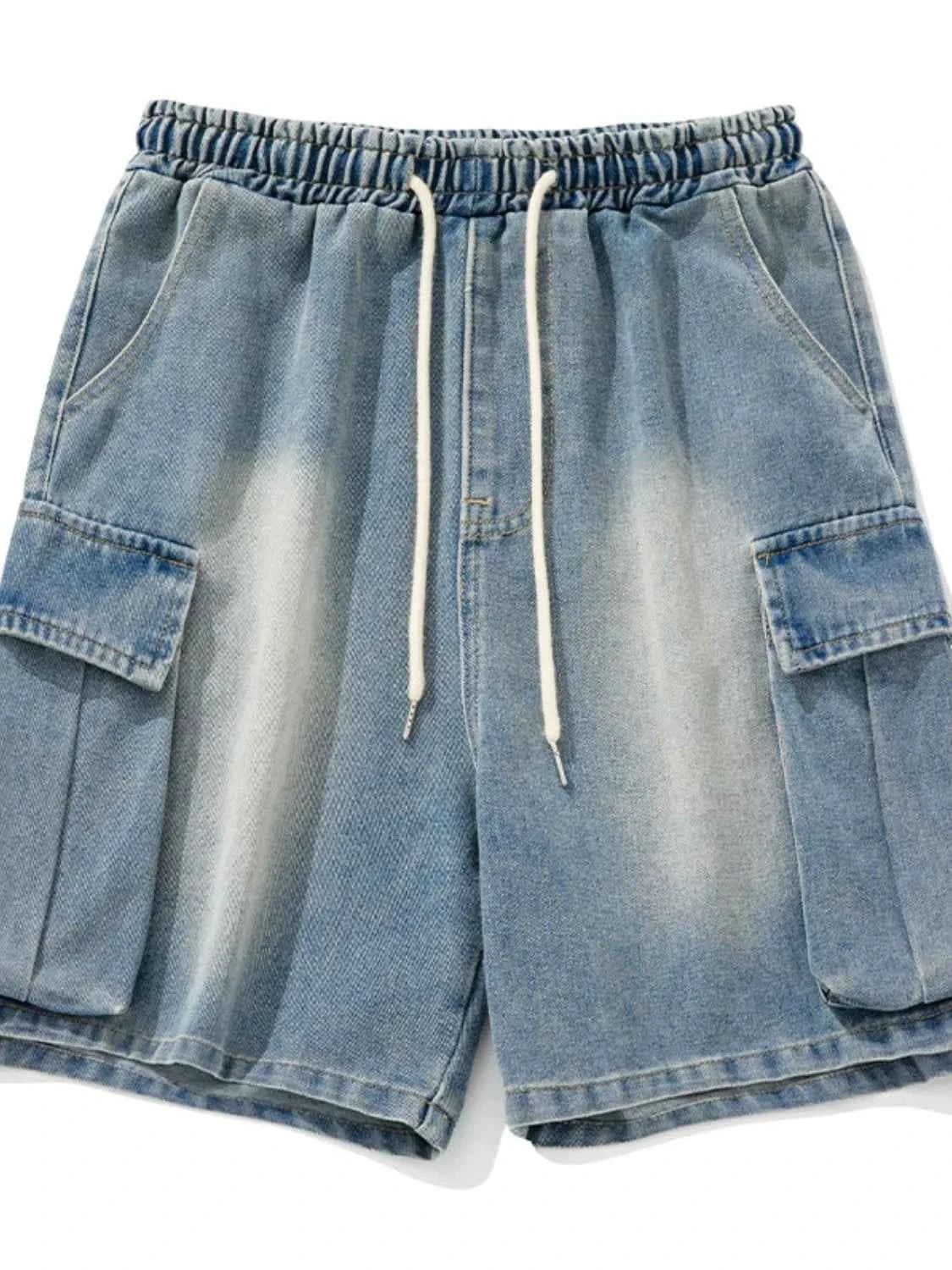 Men's Full Size Washed Cargo Denim Shorts Plus Size